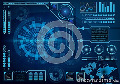 Futuristic radar screen user interface. HUD. Vector EPS 10. Vector Illustration