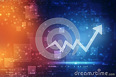 Futuristic raise arrow chart digital transformation abstract technology background, stock market and investment economy background Stock Photo