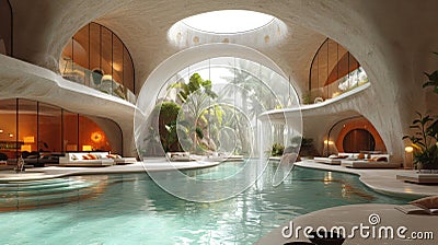A futuristic rendering of a coliving space showcasing the transformation of shared living spaces into highly desirable Stock Photo