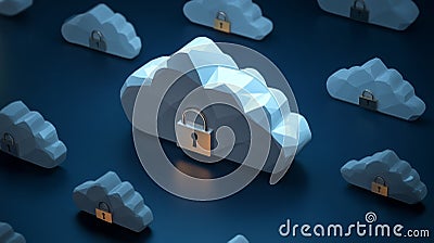 Futuristic Representation of Secure Cloud Computing Concept Stock Photo