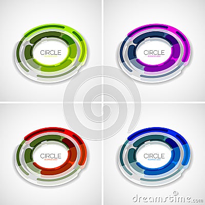 Futuristic rings set, company logo, 3d design Vector Illustration