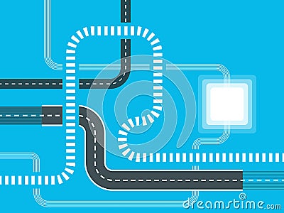 Futuristic road map background. GPS navigation banner. Winding road infographic template. Road trip and Journey route. EPS 10 Vector Illustration