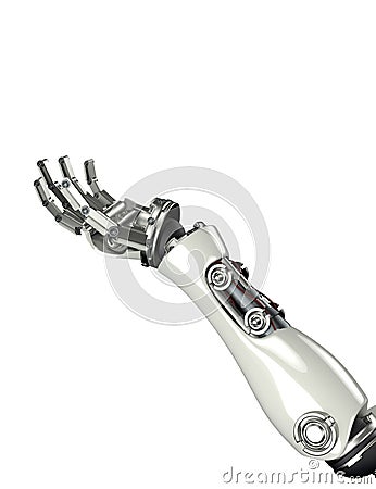 Futuristic robot arm with hand gesture Stock Photo