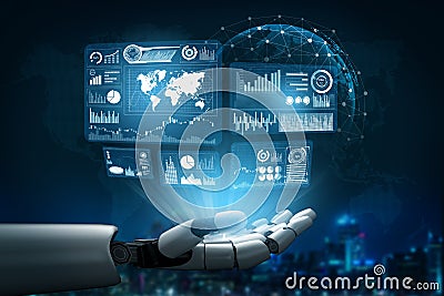 Futuristic robot artificial intelligence concept Stock Photo