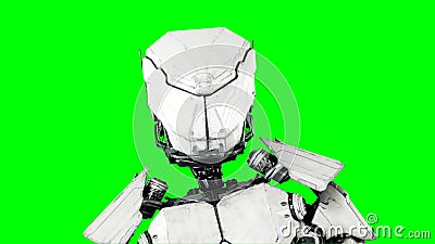 Futuristic robot isolate on green screen. Realistic 3d render. Stock Photo