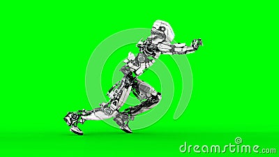 Futuristic robot isolate on green screen. Realistic 3d render. Stock Photo