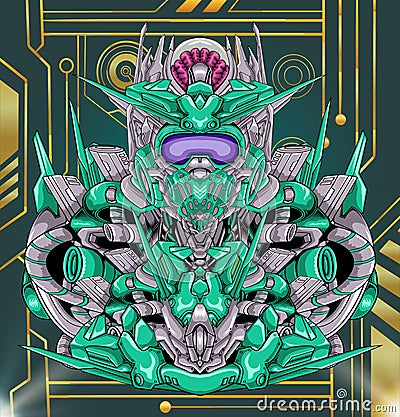 Futuristic robot mecha vector illustration premium vector Cartoon Illustration