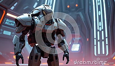 Futuristic robot soldier, sci-fi character and advanced technology, android, Stock Photo, Generative AI Stock Photo