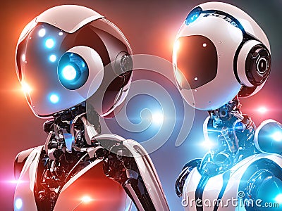 Futuristic robots with a unique sense of style Stock Photo