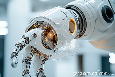 Futuristic Robotics: Upclose Image of Automation and Artificial Intelligence with Copy Space Stock Photo
