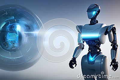 Futuristic robots, technology background with technological cybernetics devices and robotics Cartoon Illustration