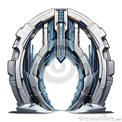 Futuristic round portal gate, science tunnel sci-fi gateway, technology design space, glowing circle, bright Stock Photo