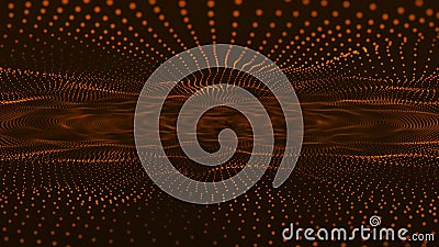 Futuristic science infographic. Vector illustration. Trapcode Form Glowing Dots Background. Red dots particles wave pattern Cartoon Illustration