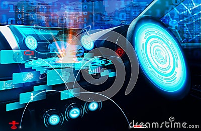 Futuristic screen dashboard graphic user interfaceGUIdigital hologram,virtual screen system HUDHead Up Displayof futuristic Stock Photo