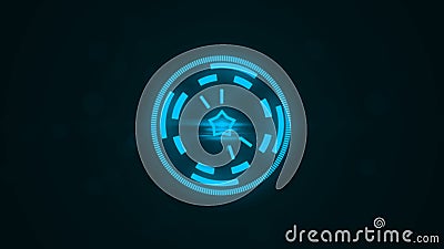 Futuristic screensaver with code hologram. HUD Heads Up Display Scanner high tech target digital read out Stock Photo