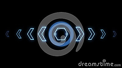 Futuristic screensaver with hex corner. HUD Heads Up Display Scanner high tech target digital read out. Abstract digital Stock Photo
