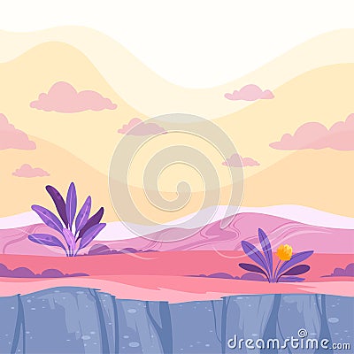 Futuristic seamless ground. Moon strange alien land rockie surface 2d game fantasy landscape Vector Illustration