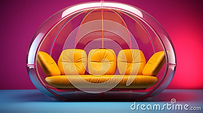 Futuristic 2 Seater Sofa Bed With Amazing Shapes And Bright Colors Stock Photo