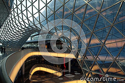 Futuristic shopping center in Frankfurt Editorial Stock Photo