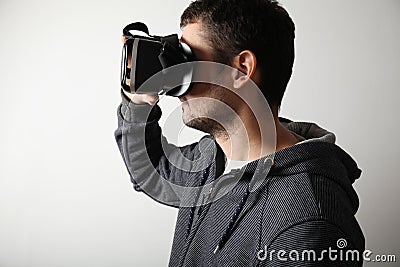 Futuristic simulations in virtual reality. Cyberspace and 360 videos Stock Photo