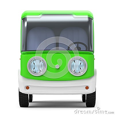 Futuristic small delivery truck cartoon front Cartoon Illustration