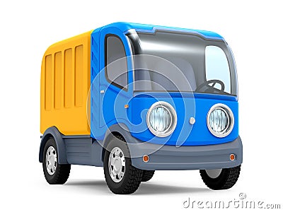 Futuristic small delivery truck cartoon Cartoon Illustration