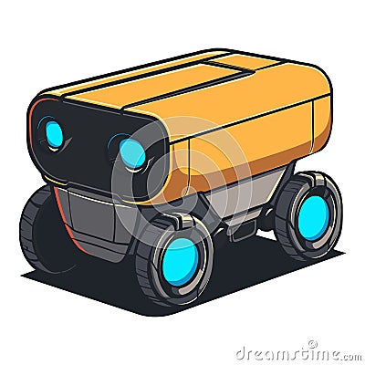 Smart Autonomous Delivery Robot Illustration. Modern Vector Icon Illustration for Futuristic Logistics Vector Illustration