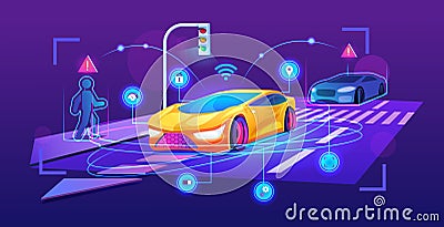 Futuristic smart car design, modern vehicle vector Vector Illustration