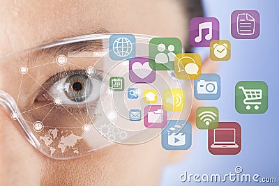 Futuristic smart glasses Stock Photo