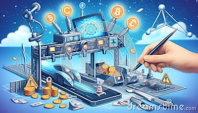 Futuristic smart toll system powered by blockchain and cryptocurrency, offering efficient, secure transactions Stock Photo