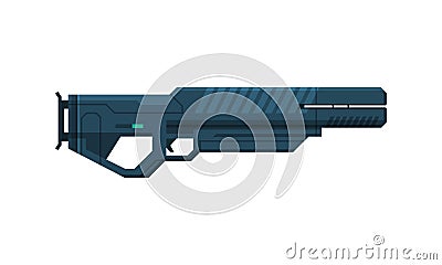 Futuristic Space Gun Blaster, Black Fantastic Handgun, Alien Weapon Vector Illustration Vector Illustration