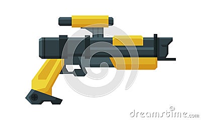 Futuristic Space Gun Blaster, Yellow and Black Laser Handgun, Raygun of Alien, Childish Pistol Vector Illustration Vector Illustration