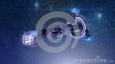 Futuristic space ship. 3D model of futuristic space ship in interstellar deep space travel Futuristic space ship. 3D model of futuristic space ship in interstellar deep space travel