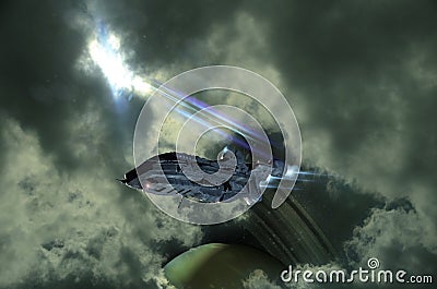 Shuttle pierces the clouds Stock Photo