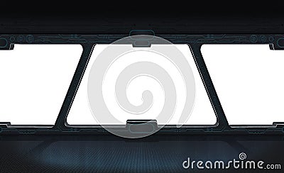 Futuristic space station window 3D rendering Stock Photo