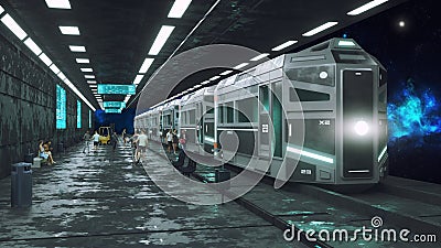 Futuristic space train concept Stock Photo