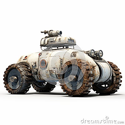 Futuristic Space Warfare Sabotaging Vehicle On White Background Stock Photo