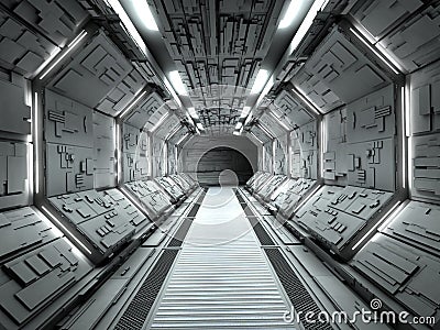 Futuristic spaceship interior Stock Photo