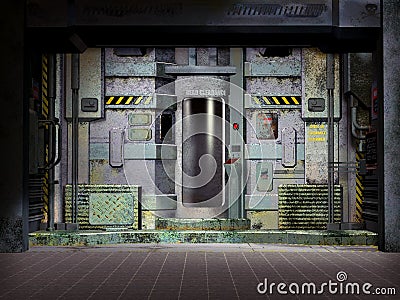 Futuristic spaceship room Stock Photo