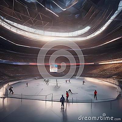 Futuristic sports arena hosting a gravity-defying extreme sports event, captured in mid-action1 Stock Photo