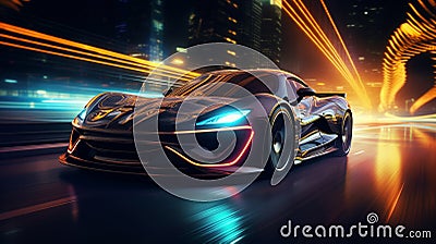 Futuristic sports car (3D Rendering) Stock Photo