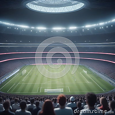 Futuristic stadium filled with spectators watching advanced sports and competitions Stock Photo