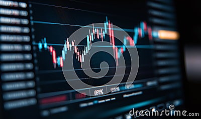Futuristic stock market chart displaying fluctuating prices and trends vibrant colors and dynamic lines create engaging visual Stock Photo