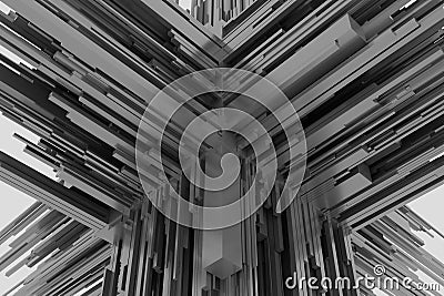 Futuristic structure background with geometric shapes reminiscent of future technology, 3d rendering Stock Photo