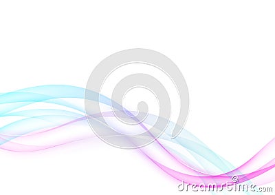 Futuristic swoosh fusion hi-tech wave lines layout. Bright elegant abstract blue and pink transparent smoke waves over white back Vector Illustration