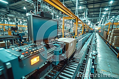 Futuristic Symphony of Automation: Robots on the Assembly Line in High-Tech Facility. Generative AI Stock Photo