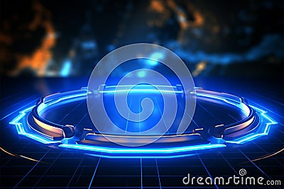 A futuristic, tech inspired abstract background in brilliant blue, radiating energy Stock Photo