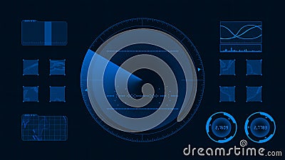 Futuristic technological interface. Blue background GUI Stock Photo