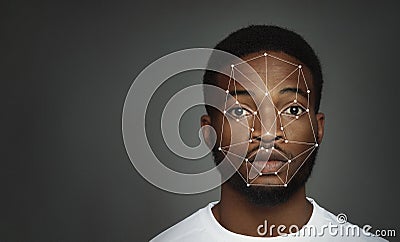 Futuristic and technological scanning of face for facial recognition Stock Photo