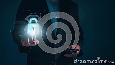 Futuristic technology and AI Artificial Intelligence analyze data for digital security in a global network, protecting information Stock Photo
